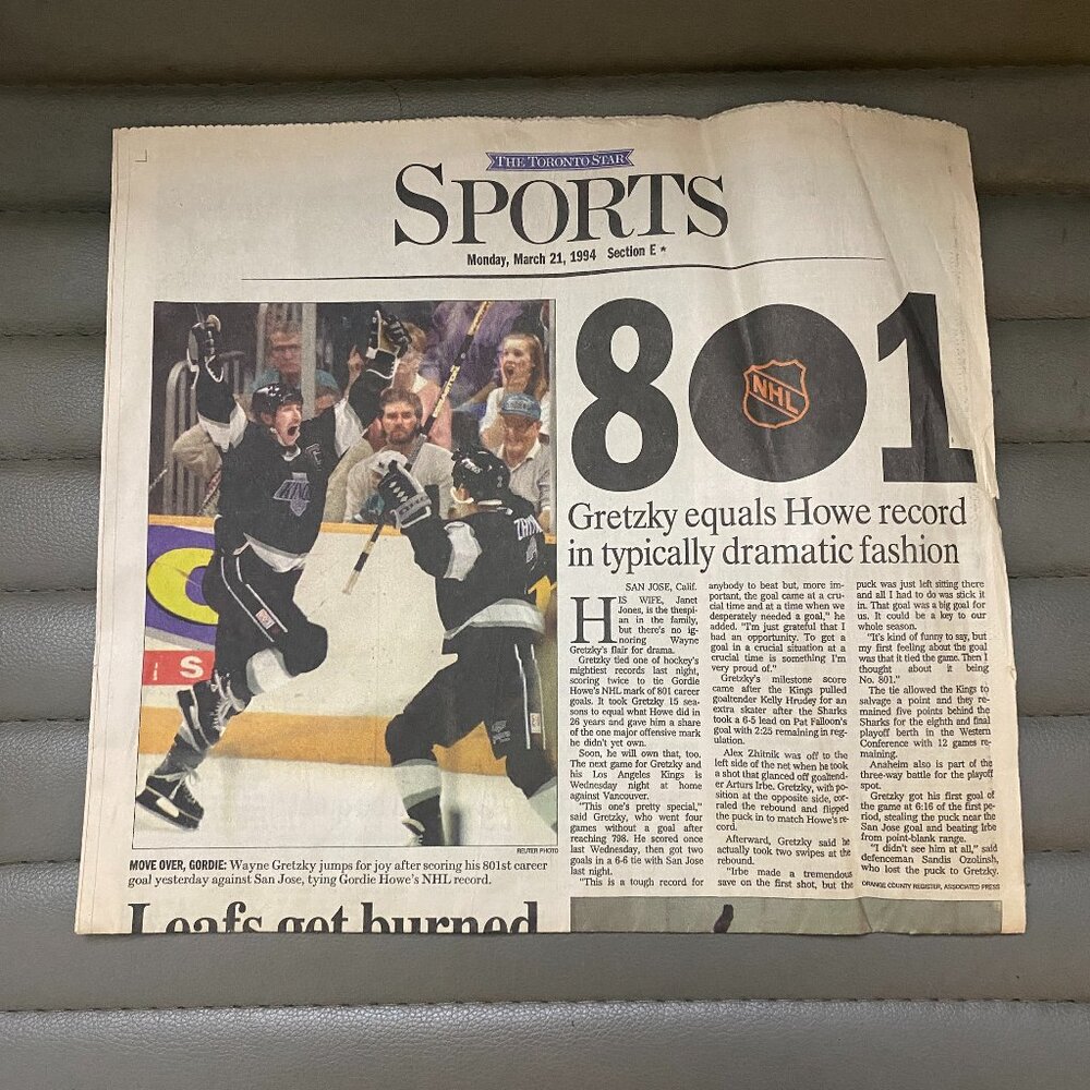 Wayne Gretzky - Toronto Star vintage clipping